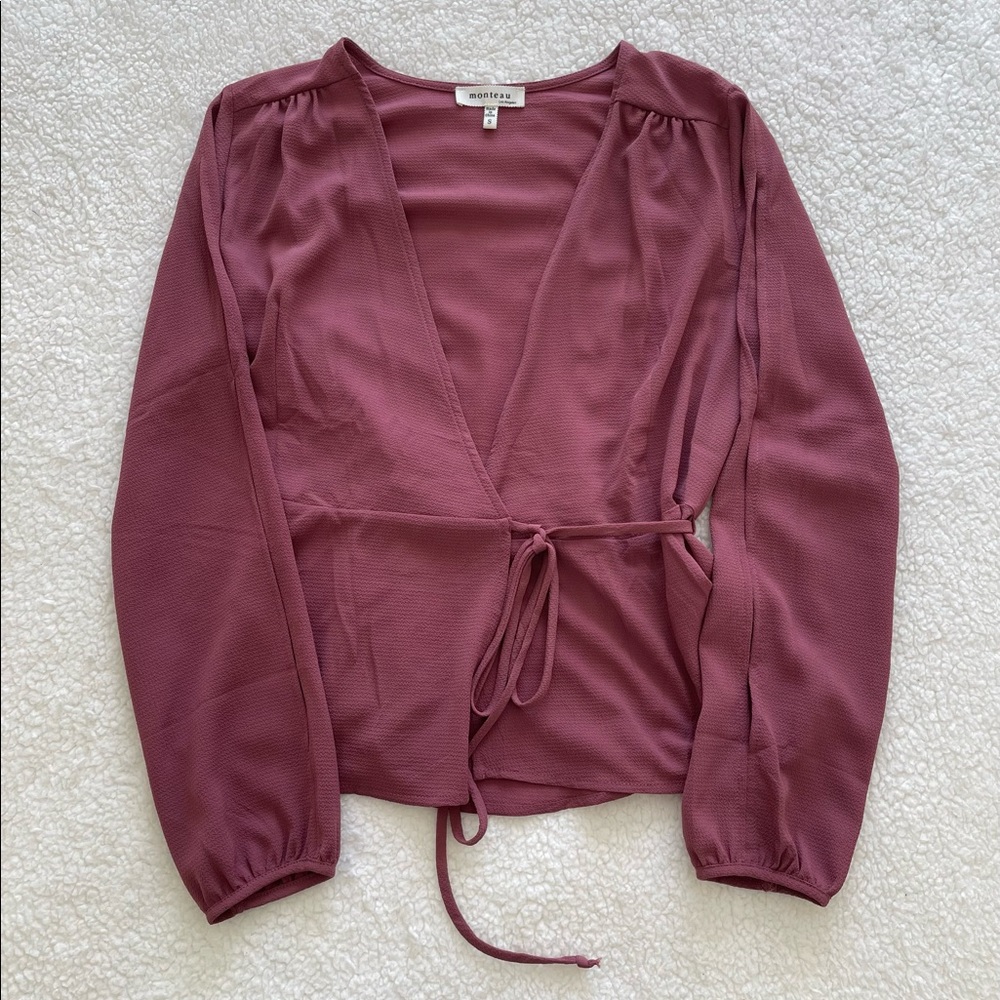 Mauve wrap blouse by monteau